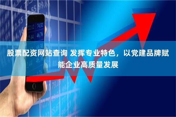 股票配资网站查询 发挥专业特色，以党建品牌赋能企业高质量发展